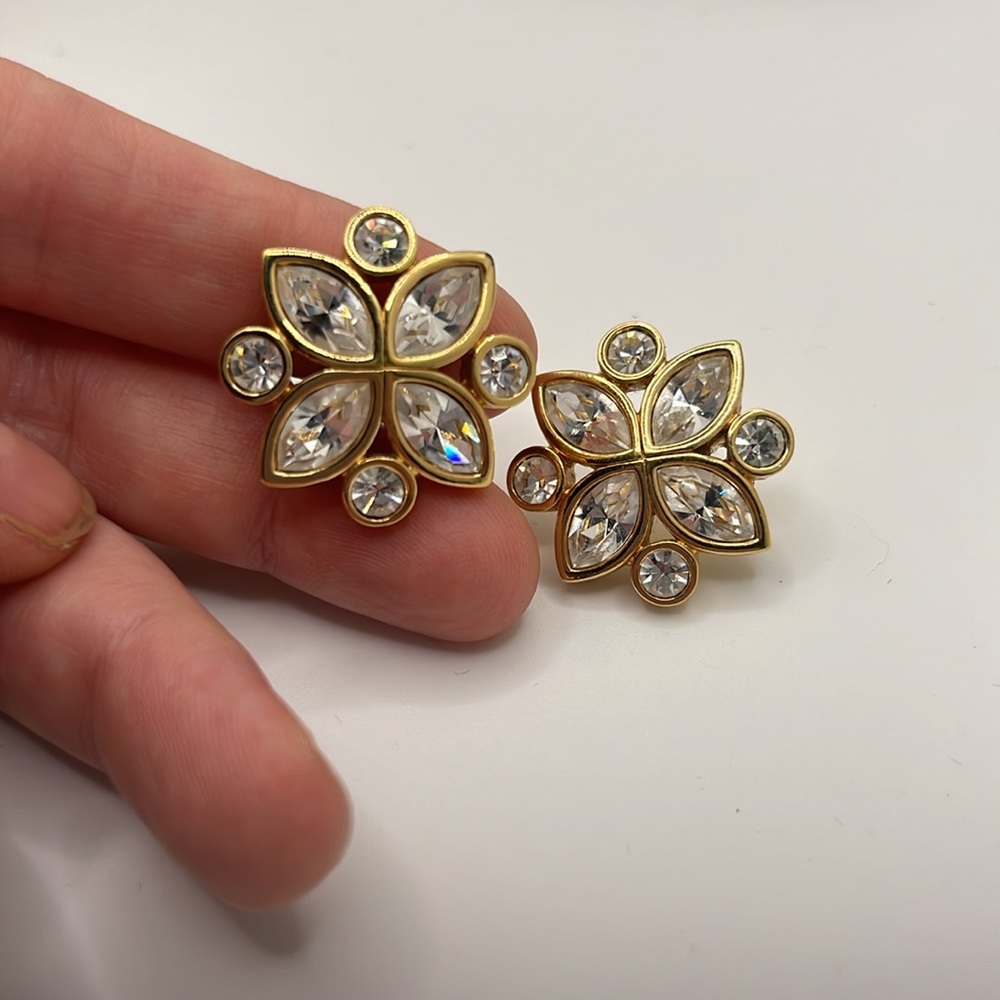 Beautiful Swarovski Floral Earrings and Monet hoops - Picture 2 of 4
